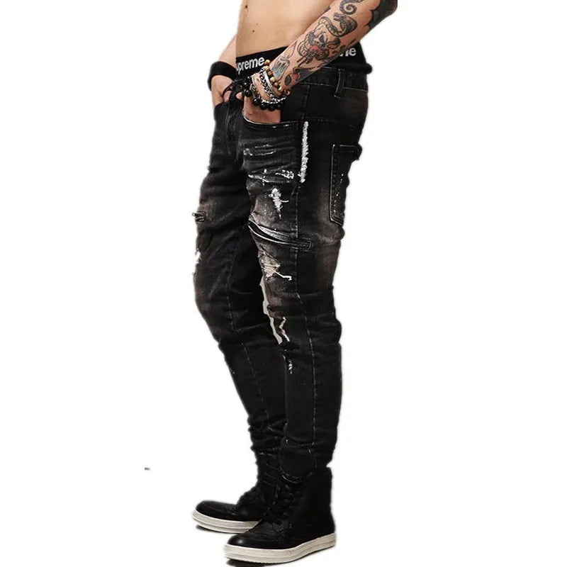 Heavy Metal Ripped Denim MotoCross Jeans