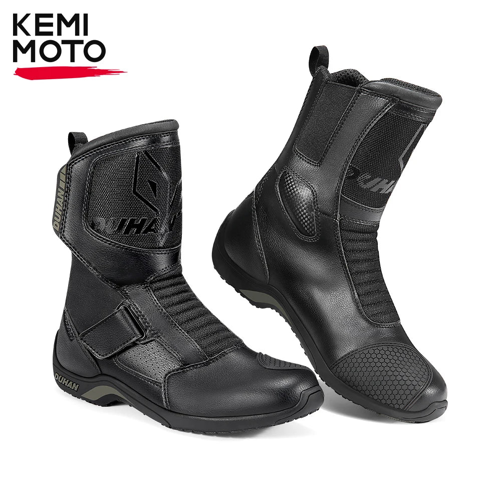 Breathable Mid Calf/Thick Soled Summer Motorcycle Boots