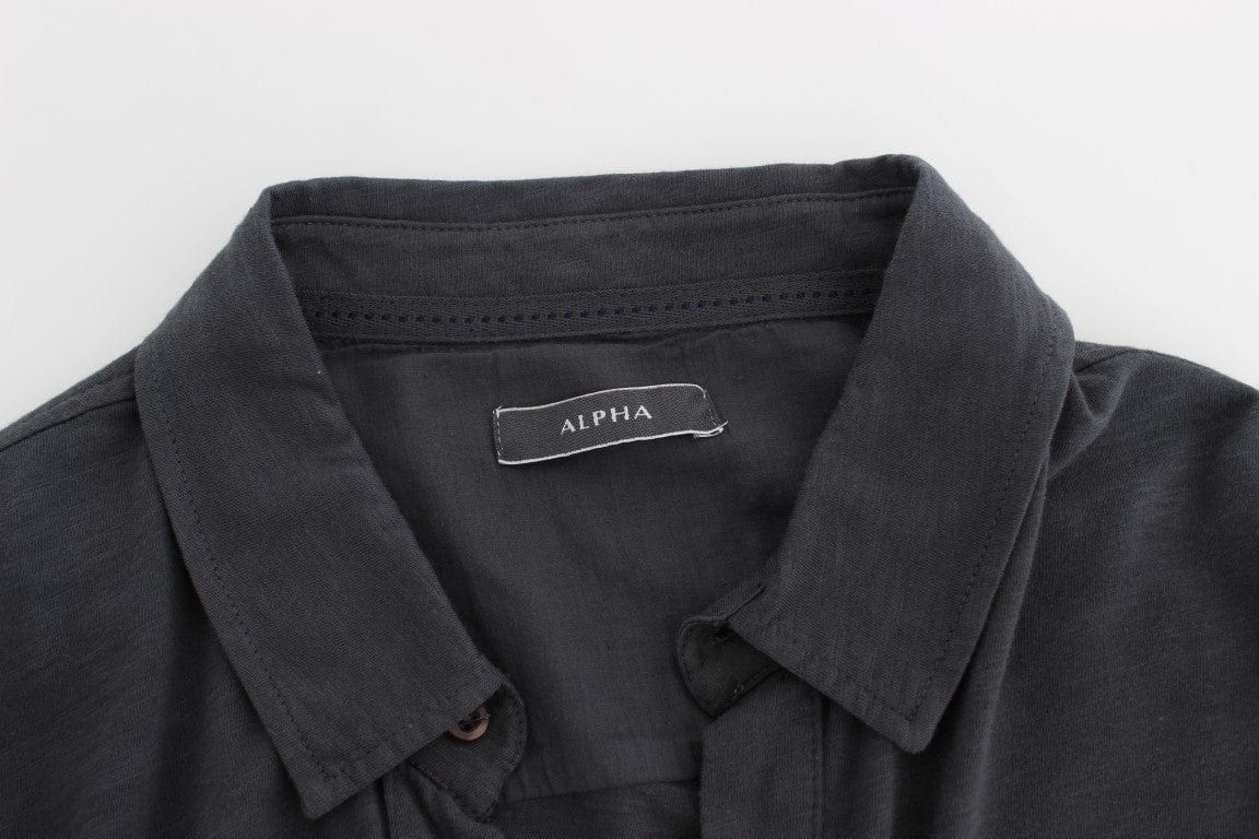 Alpha Massimo Rebecchi Casual Shirts IT58 | XXL Alpha Massimo Rebecchi Sleek Gray Casual Cotton Shirt