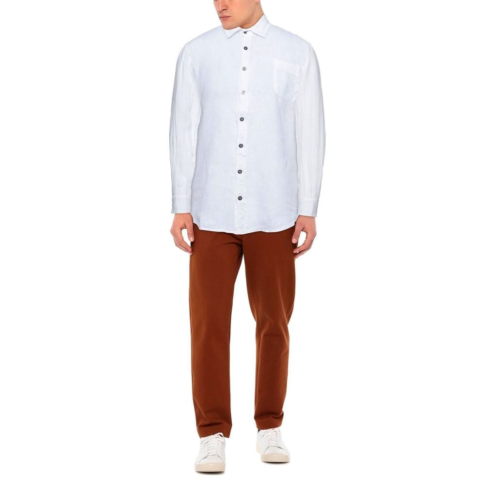 Alpha Studio Linen Shirts IT46 | S Alpha Studio Elegant White Linen Shirt for Men