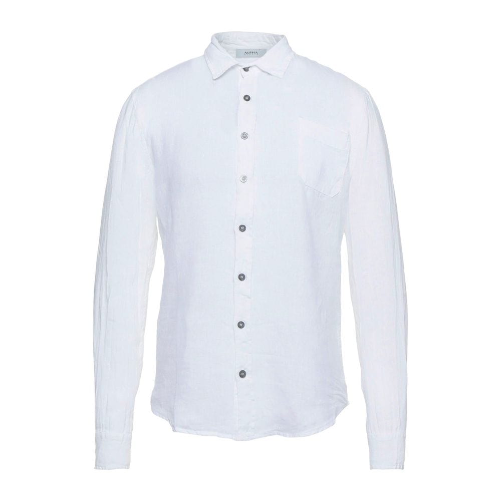 Alpha Studio Linen Shirts IT46 | S Alpha Studio Elegant White Linen Shirt for Men