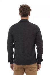 Alpha Studio Shirts Alpha Studio Gray Wool Men Shirt