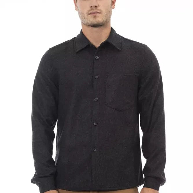 Alpha Studio Shirts Alpha Studio Gray Wool Men Shirt