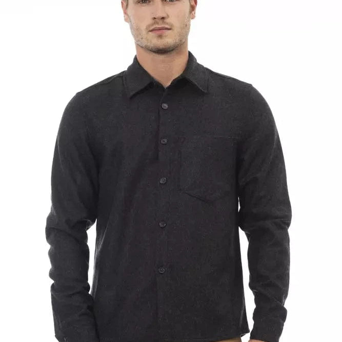 Alpha Studio Shirts Alpha Studio Gray Wool Men Shirt
