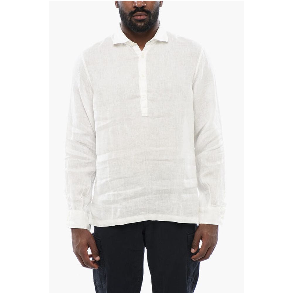 Altea Linen Shirts Altea Polo Neckline Linen Shirt