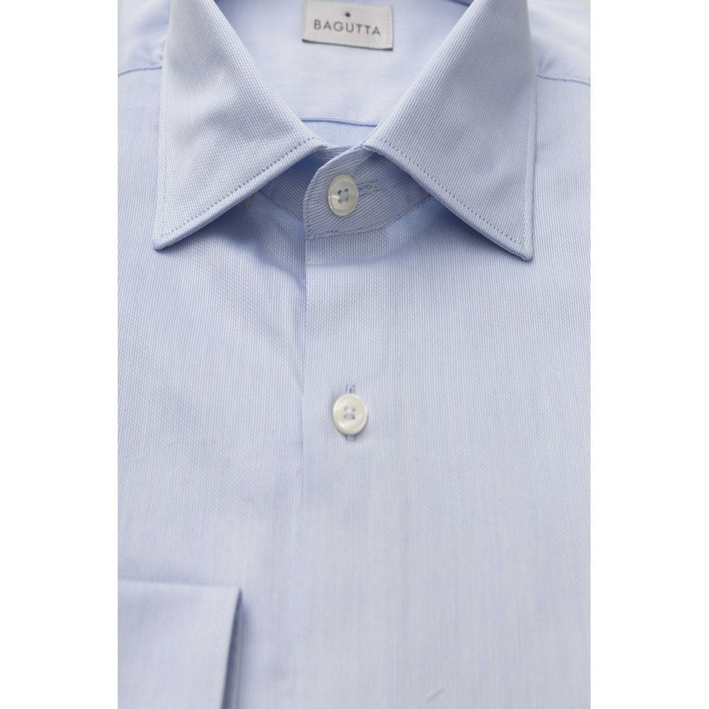 Bagutta Shirts IT47 | 6XL Bagutta Light Blue Cotton Men Shirt