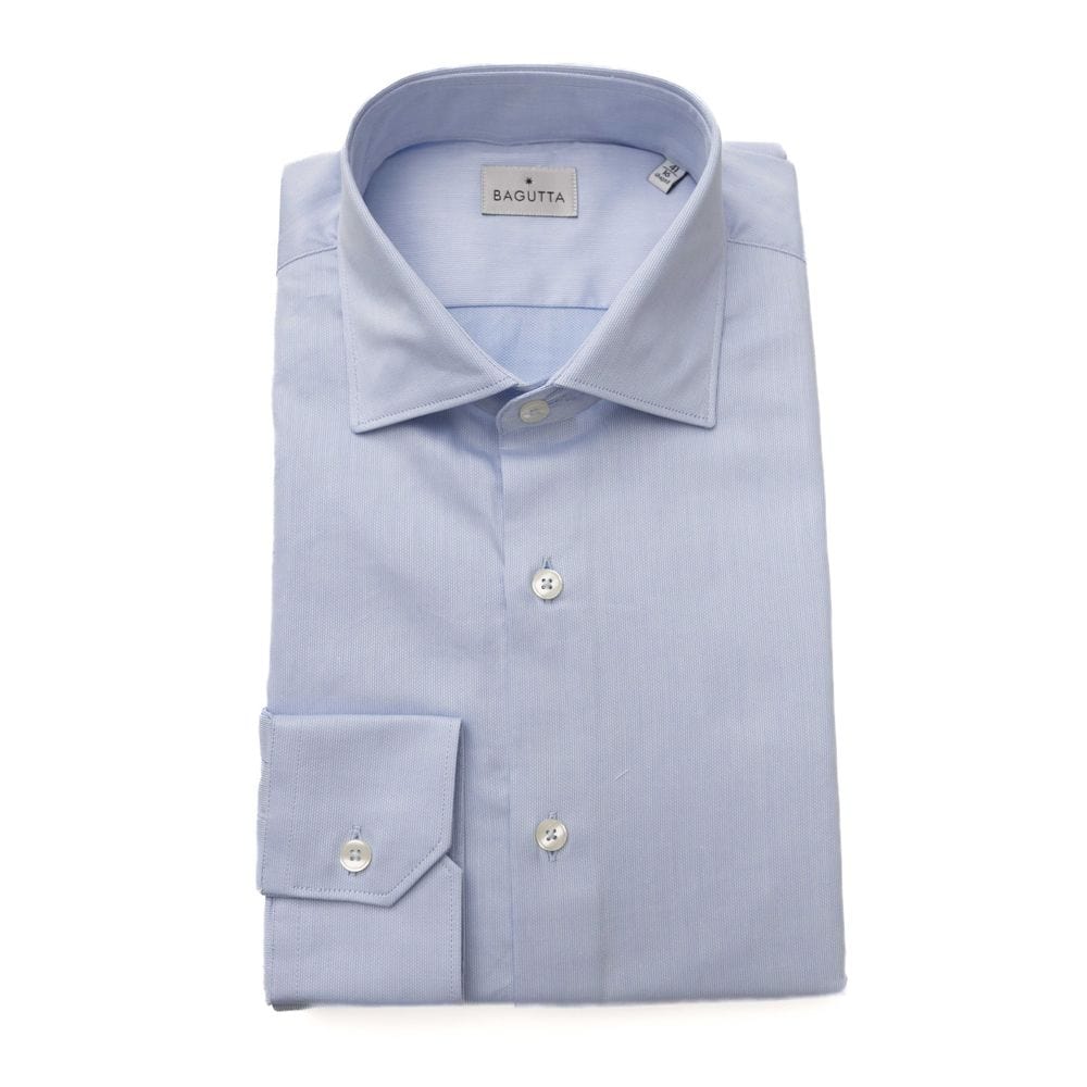 Bagutta Shirts IT47 | 6XL Bagutta Light Blue Cotton Men Shirt