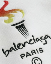 Balenciaga Sweaters S Balenciaga White Cotton Logo Hooded Pullover Sweatshirt Sweater
