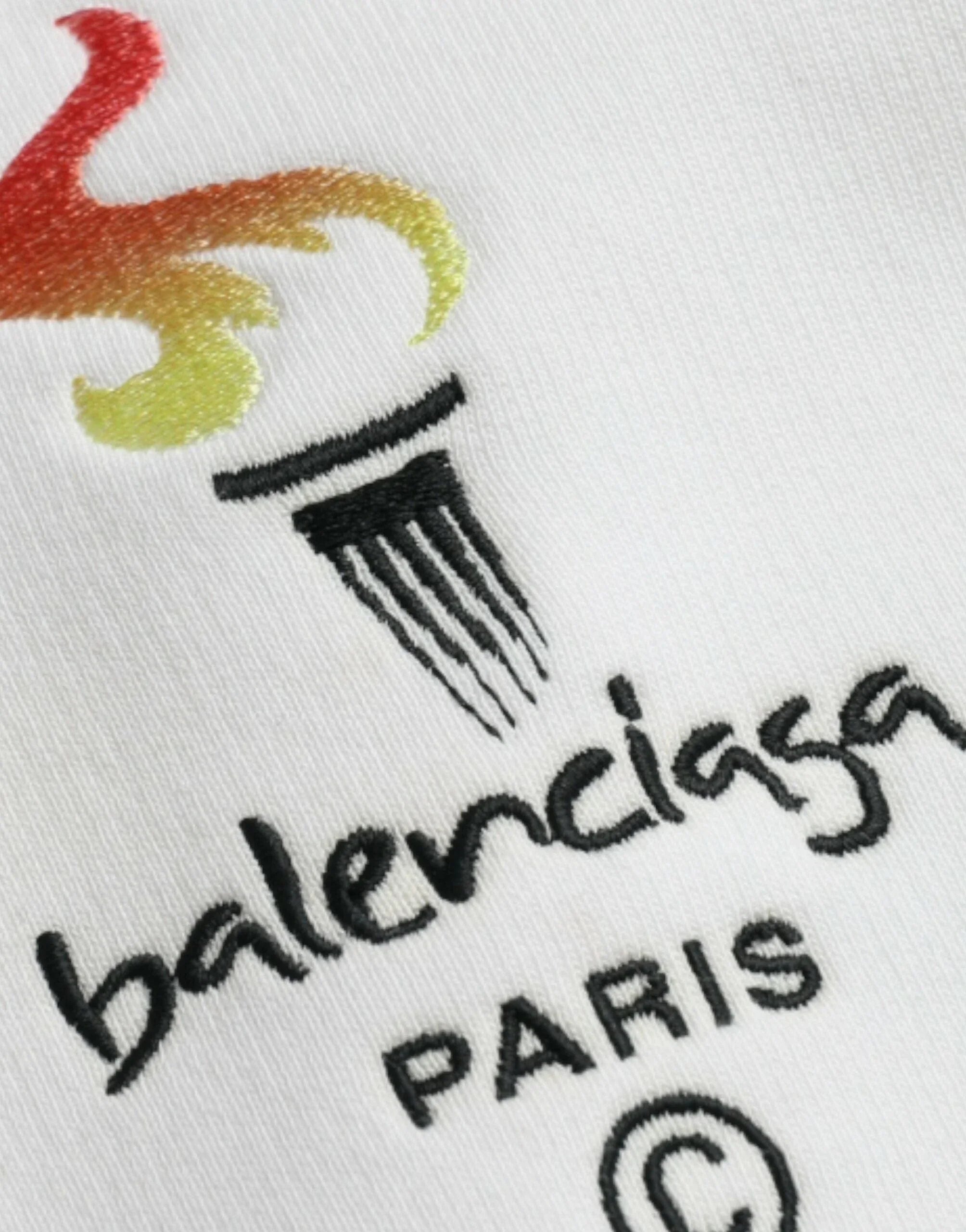 Balenciaga Sweaters S Balenciaga White Cotton Logo Hooded Pullover Sweatshirt Sweater
