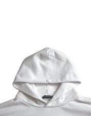 Balenciaga Sweaters S Balenciaga White Cotton Logo Hooded Pullover Sweatshirt Sweater