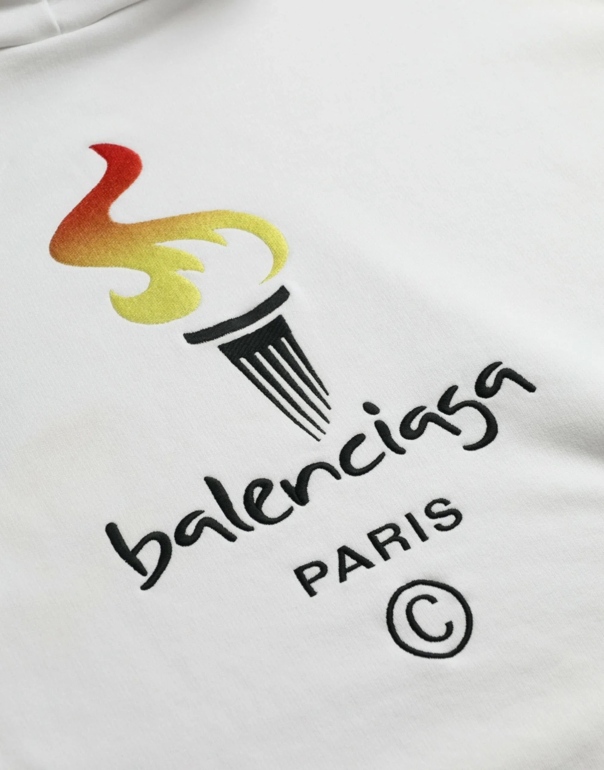 Balenciaga Sweaters S Balenciaga White Cotton Logo Hooded Pullover Sweatshirt Sweater