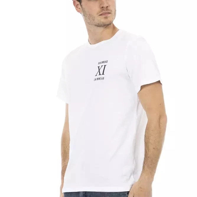 Bikkembergs L Bikkembergs Elegant White Front Print T-Shirt