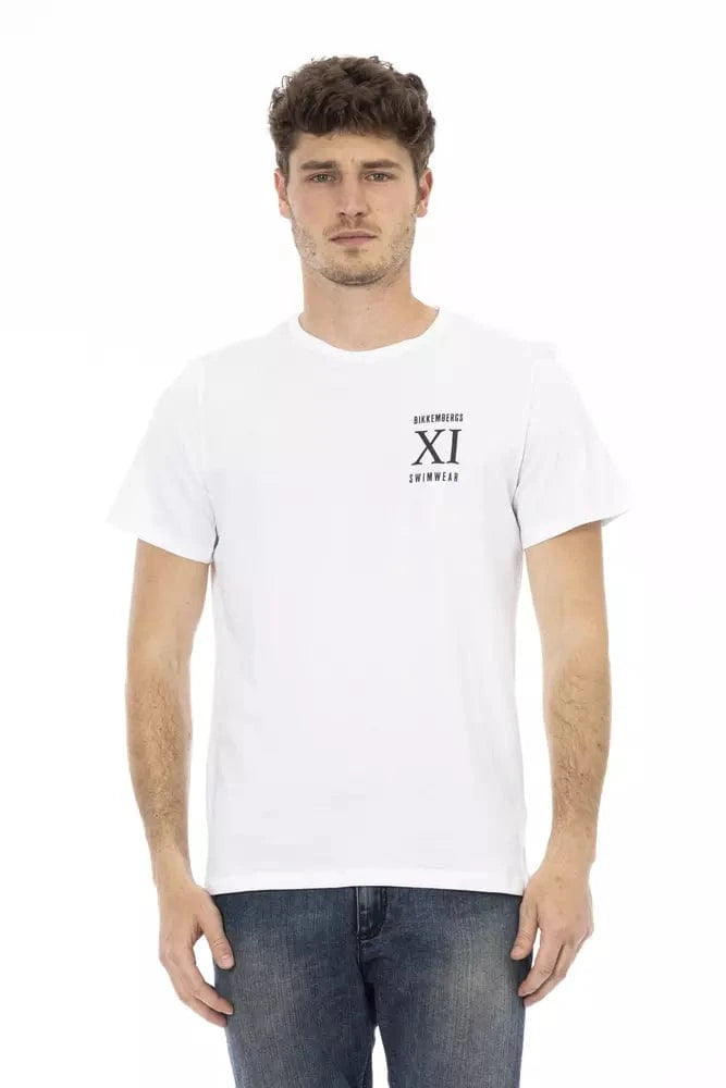 Bikkembergs L Bikkembergs Elegant White Front Print T-Shirt