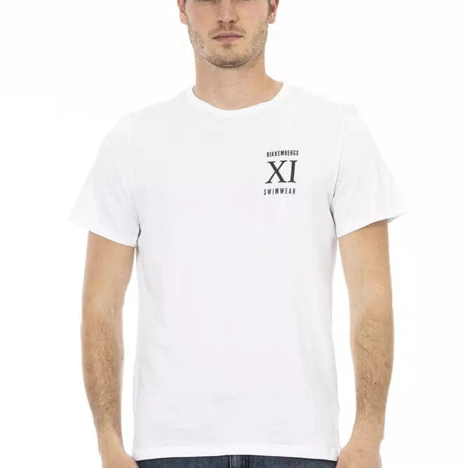 Bikkembergs L Bikkembergs Elegant White Front Print T-Shirt