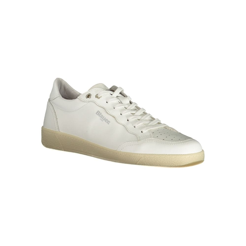 US10 Blauer White Leather Men Sneaker