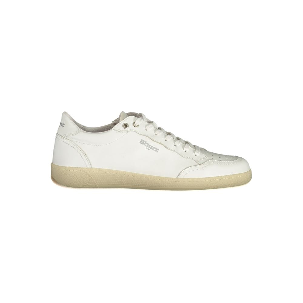 US10 Blauer White Leather Men Sneaker