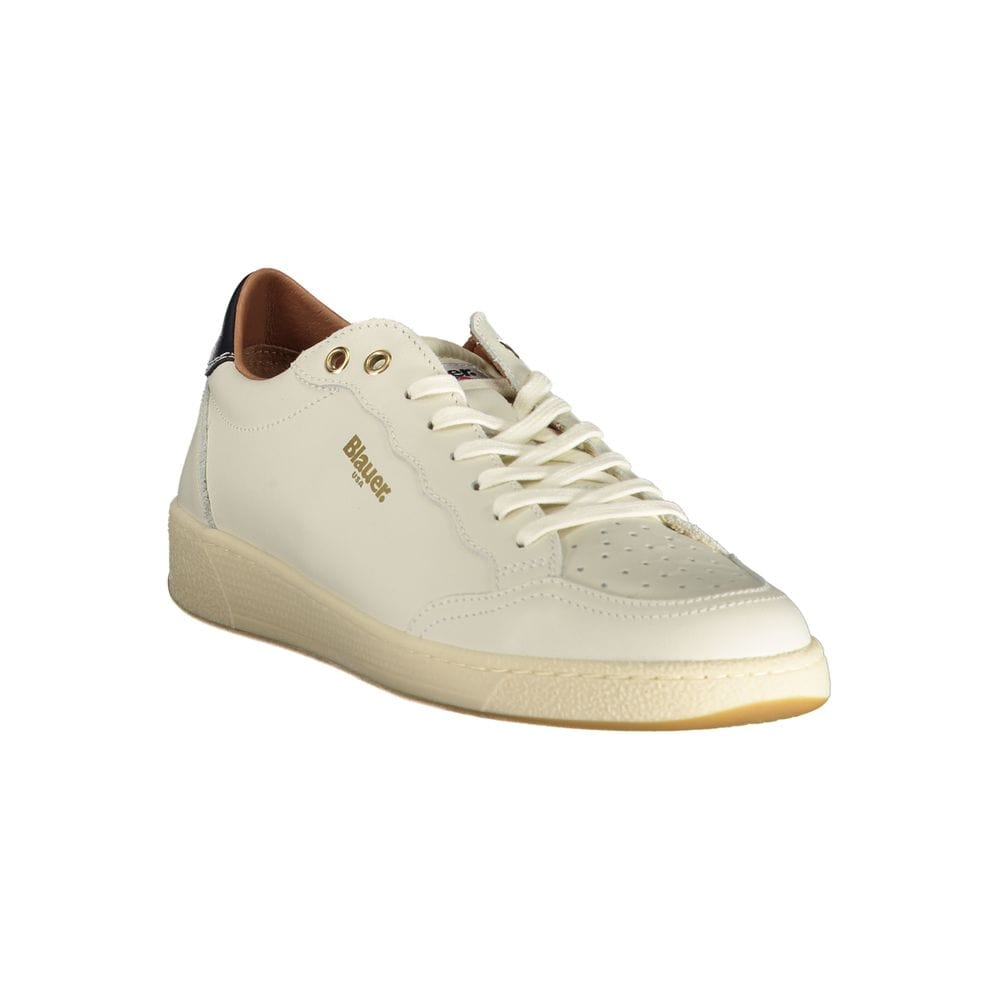 US8 Blauer White Polyester Sneaker