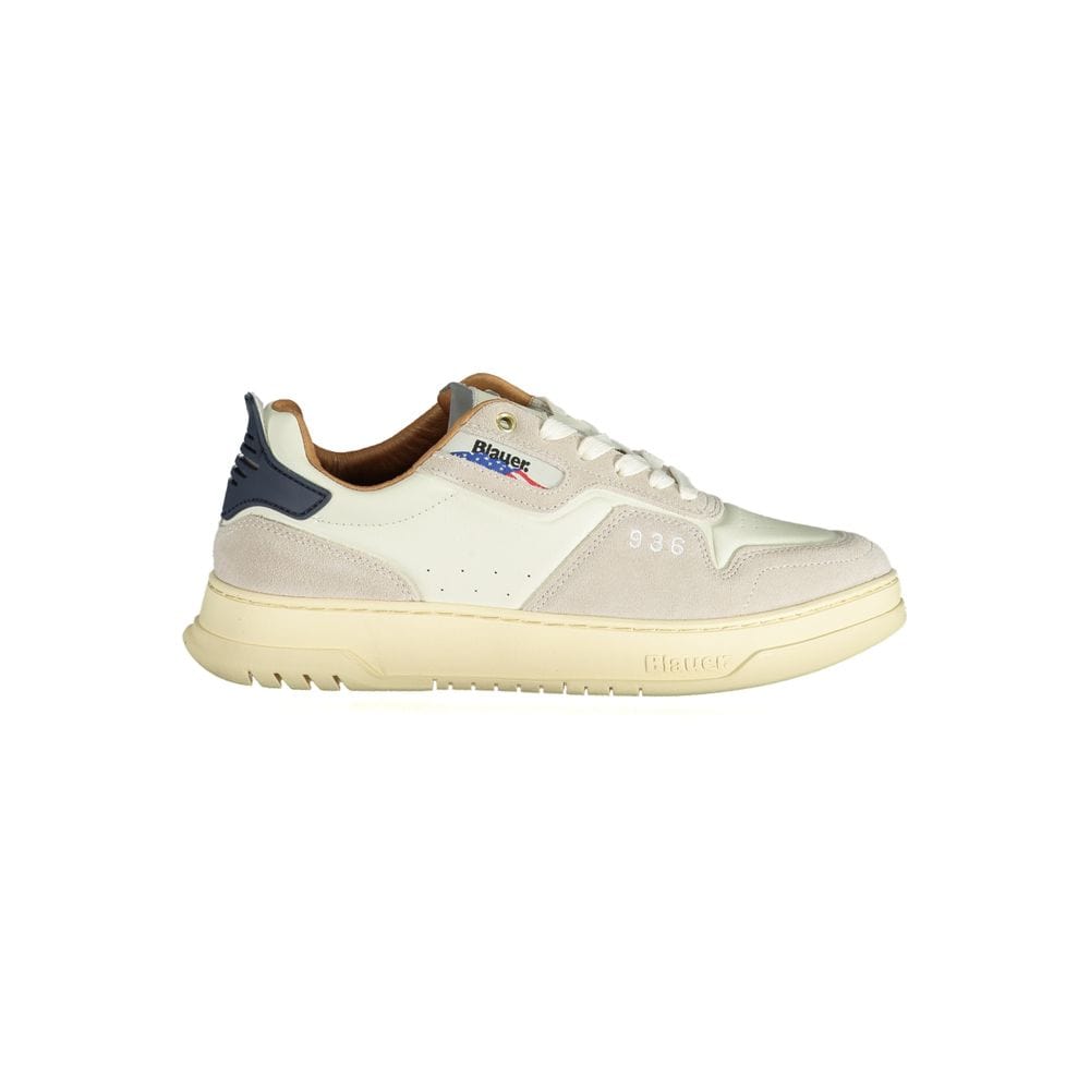 US7 Blauer White Polyethylene Men Sneaker