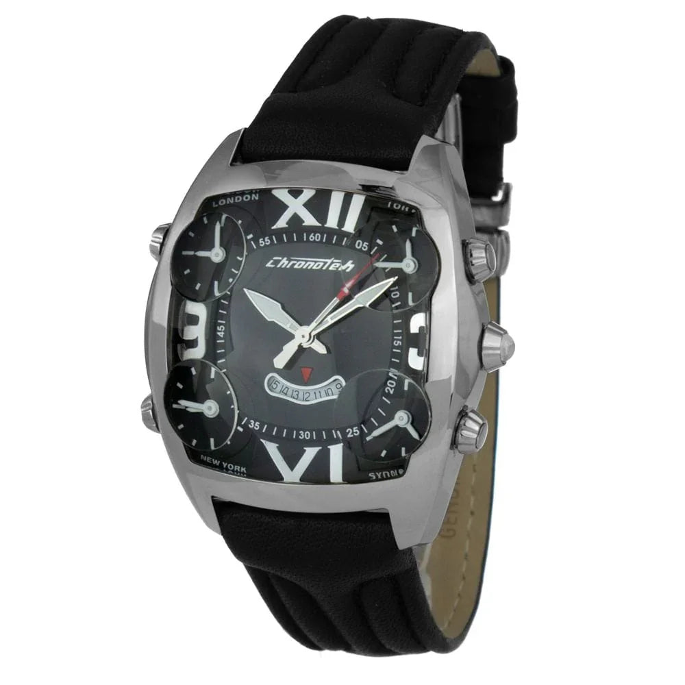 Chronotech Watches Chronotech Black Leather Watch