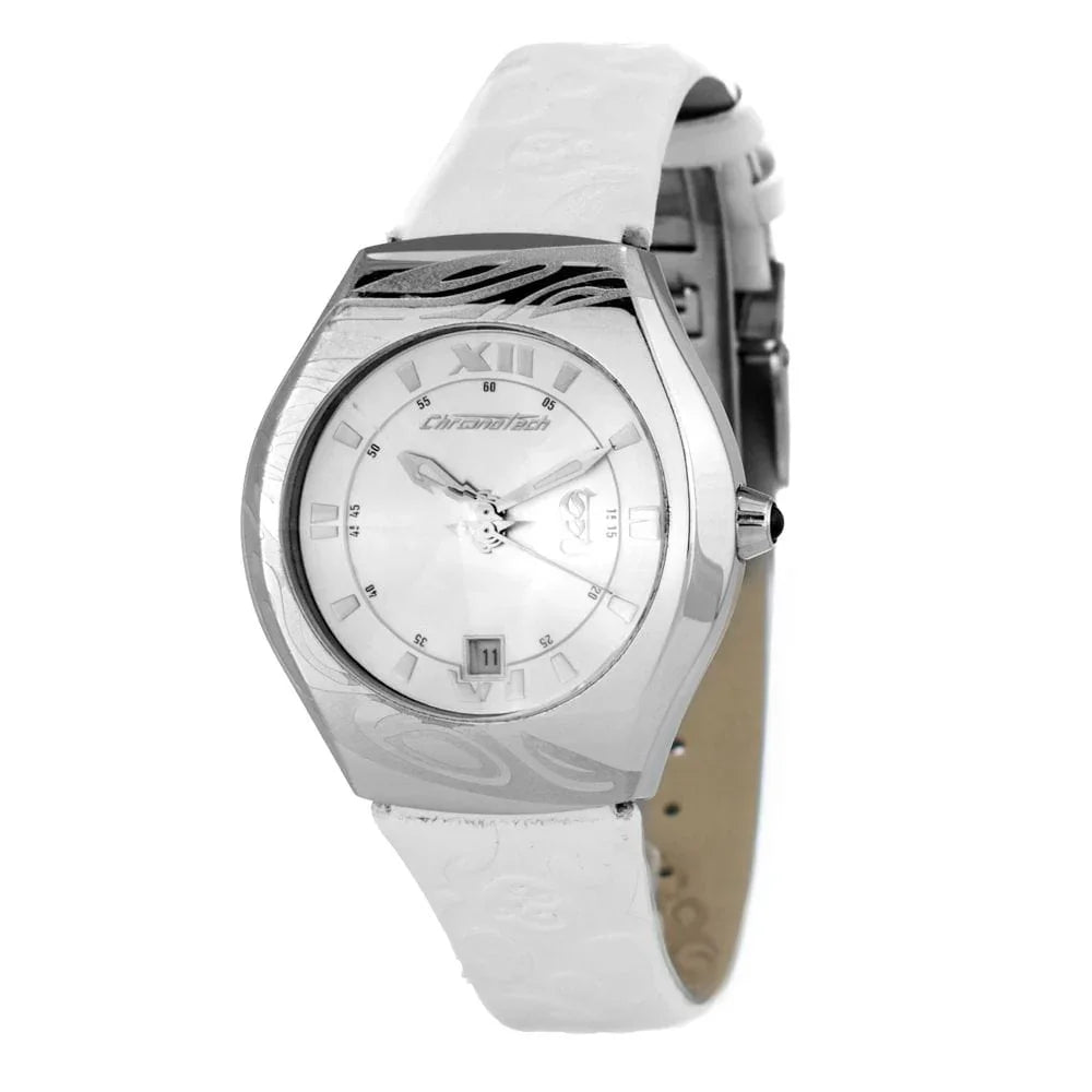 Chronotech Watches Chronotech White Leather Watch