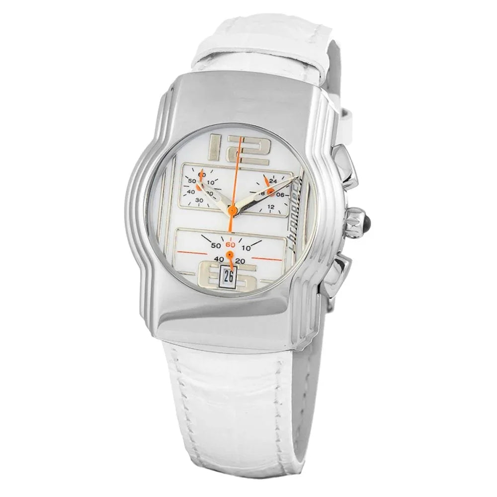 Chronotech Watches Chronotech White Leather Watch