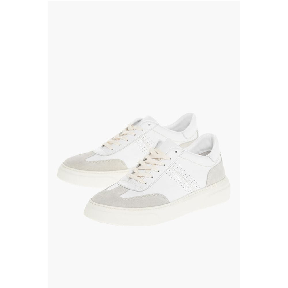 US6 Corneliani CC COLLECTION Leather Low-top Sneakers With Suede Detail