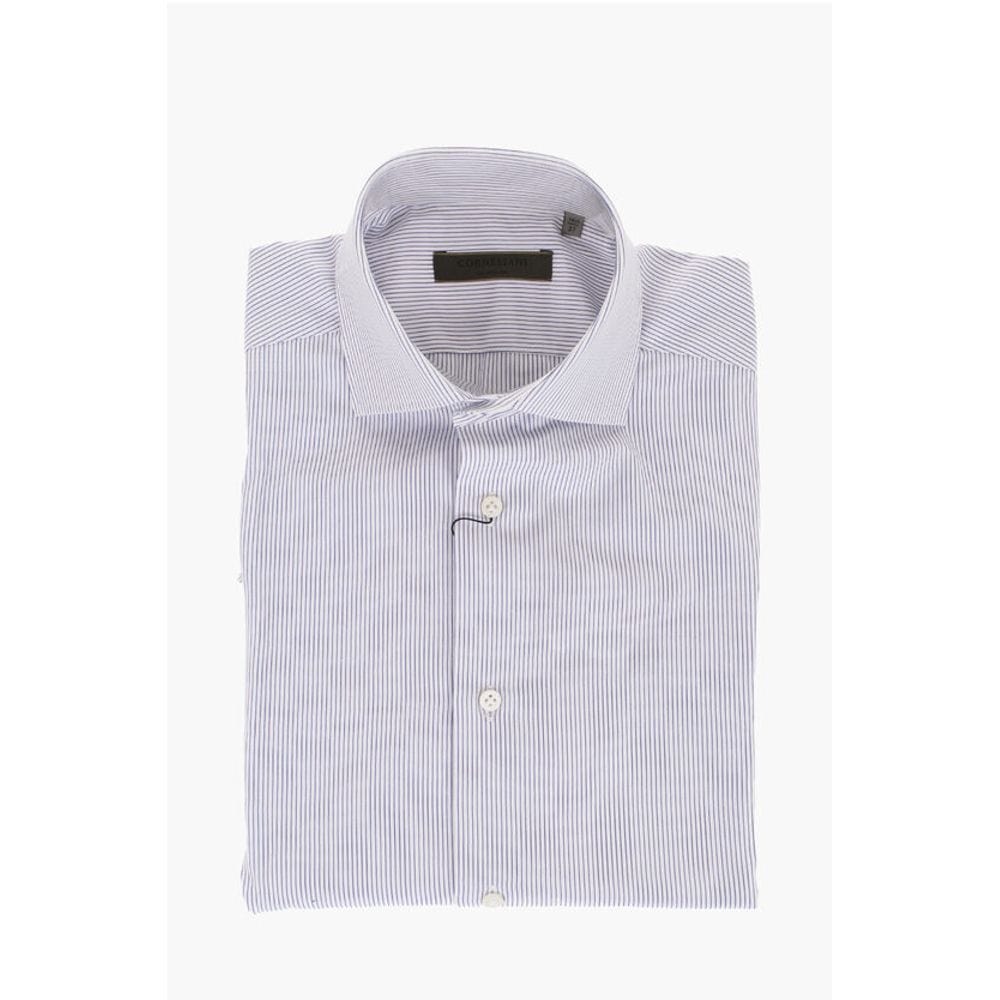 Corneliani 36 Corneliani SU MISURA Pinstriped Cotton Shirt with Standard Collar