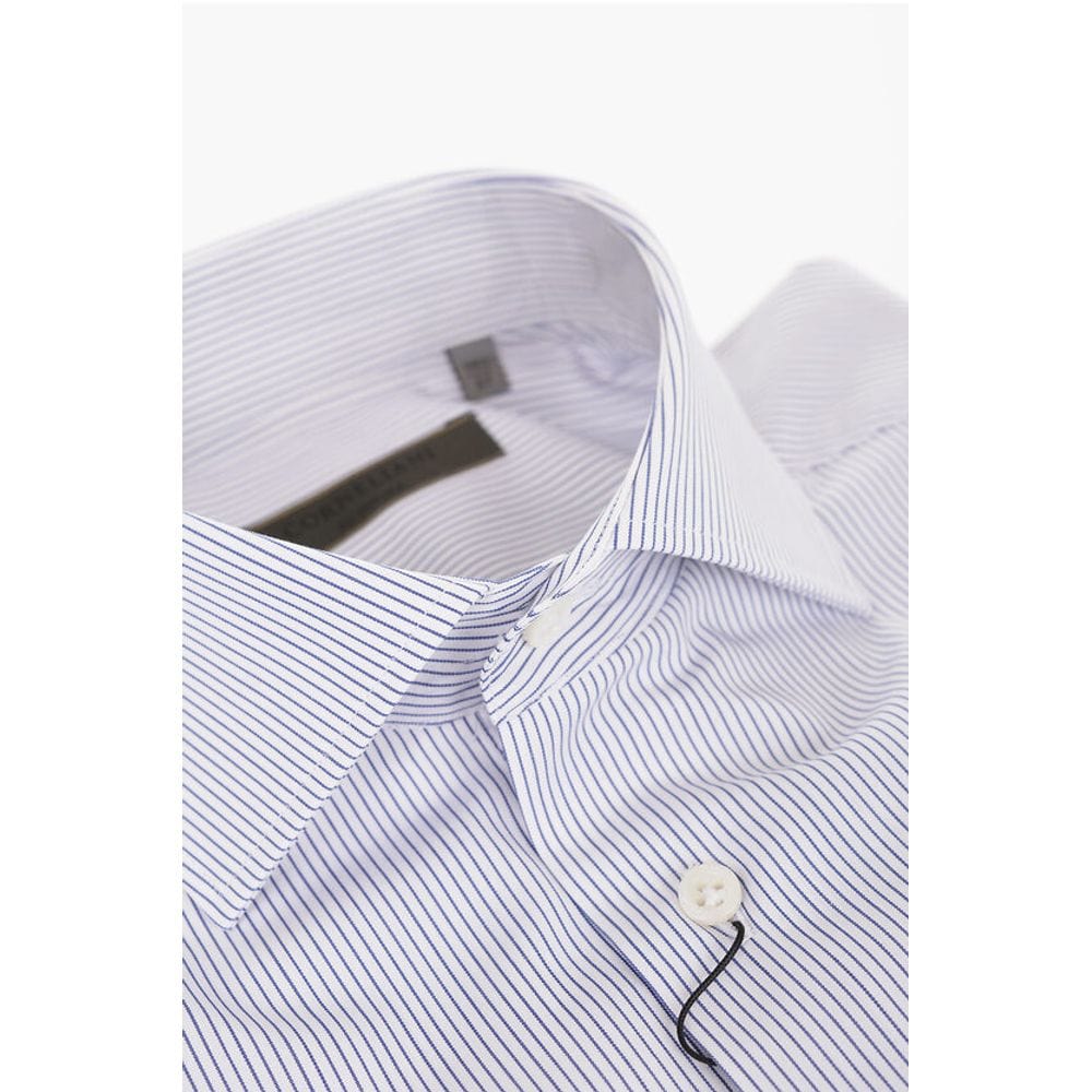 Corneliani 36 Corneliani SU MISURA Pinstriped Cotton Shirt with Standard Collar