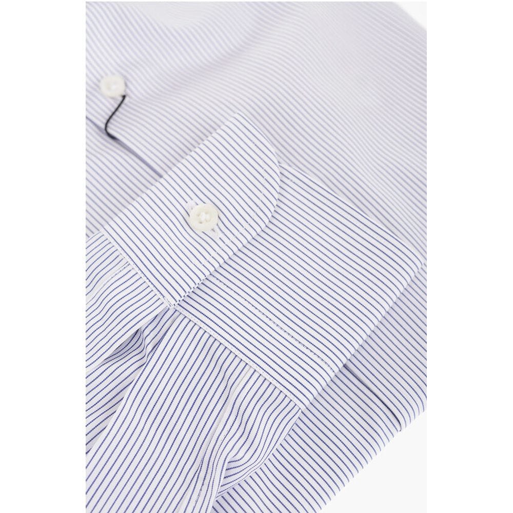 Corneliani 36 Corneliani SU MISURA Pinstriped Cotton Shirt with Standard Collar