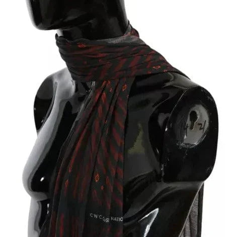 Costume National Costume National Black Red Viscose Foulard Branded Scarf