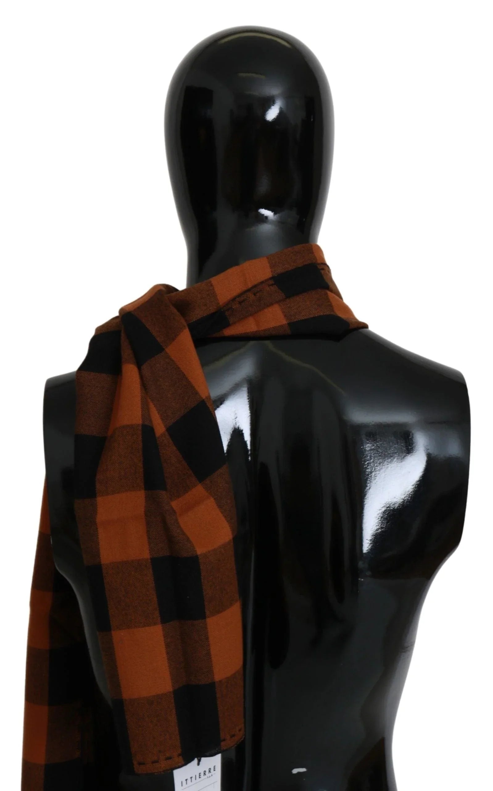 Costume National Scarves Costume National Chic Orange Check Wool Blend Scarf