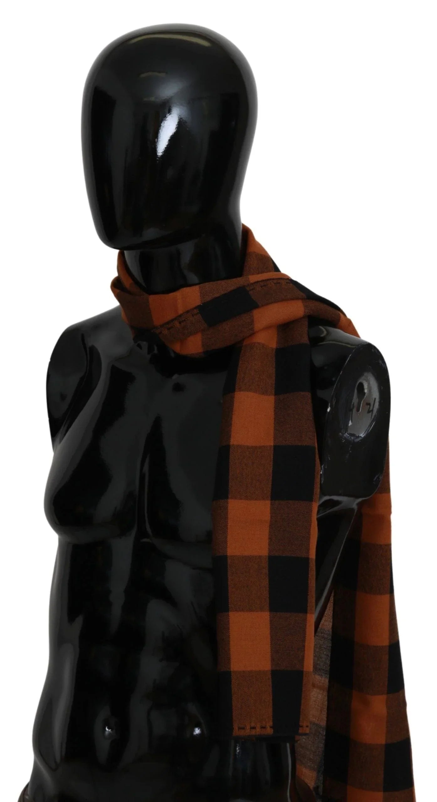 Costume National Scarves Costume National Chic Orange Check Wool Blend Scarf
