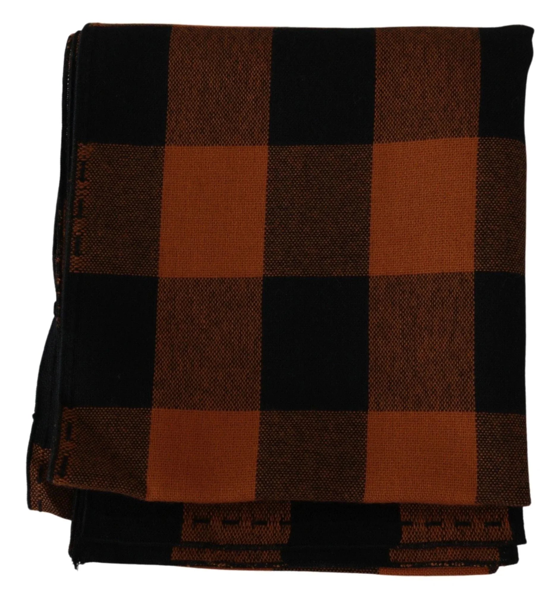Costume National Scarves Costume National Chic Orange Check Wool Blend Scarf
