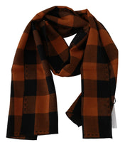 Costume National Scarves Costume National Chic Orange Check Wool Blend Scarf