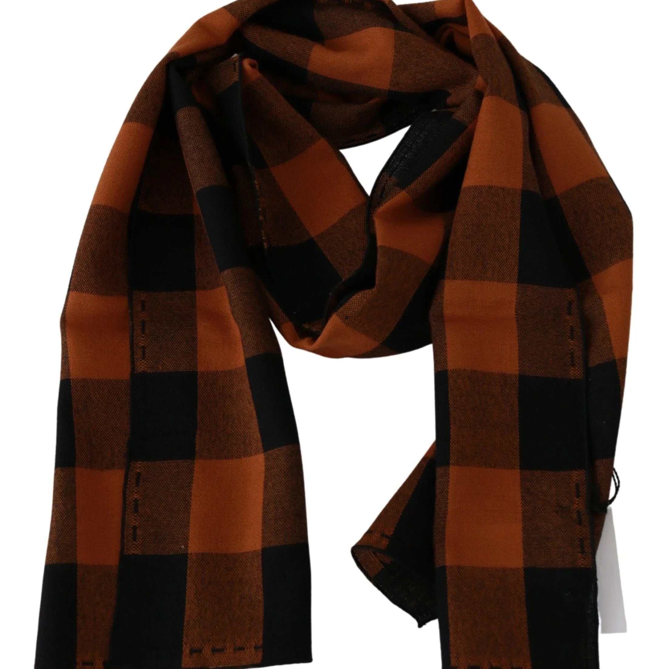 Costume National Scarves Costume National Chic Orange Check Wool Blend Scarf