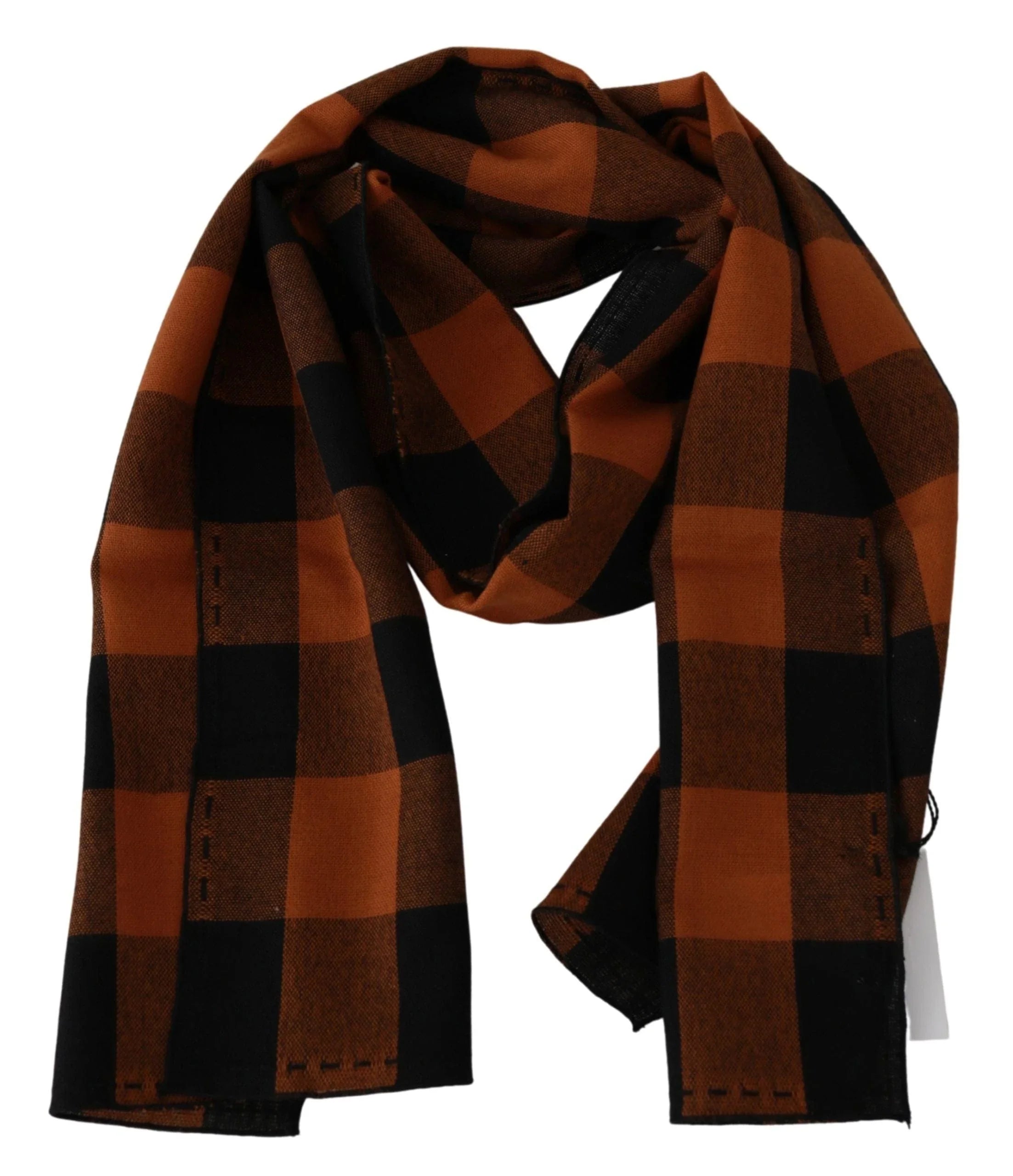Costume National Scarves Costume National Chic Orange Check Wool Blend Scarf