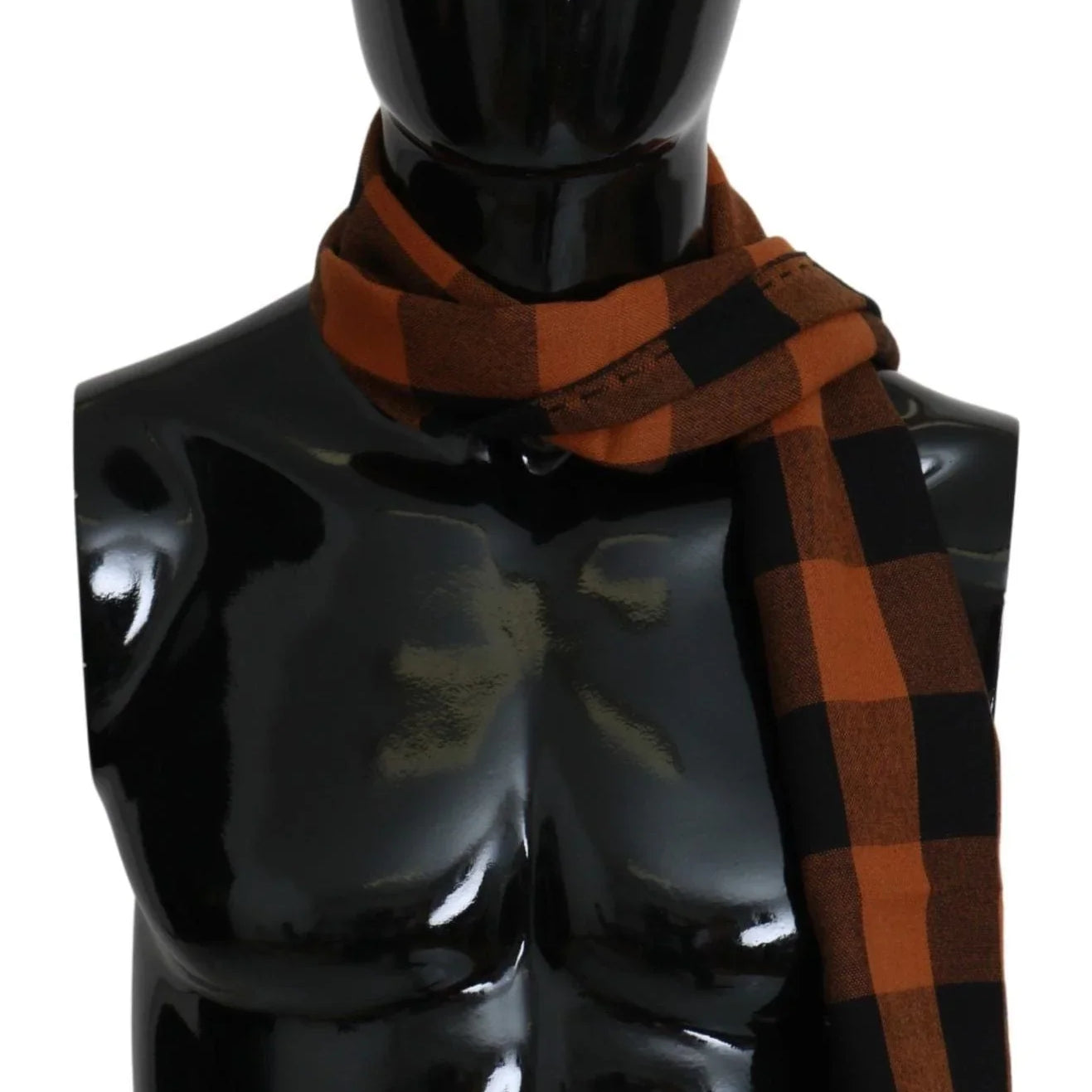 Costume National Scarves Costume National Chic Orange Check Wool Blend Scarf