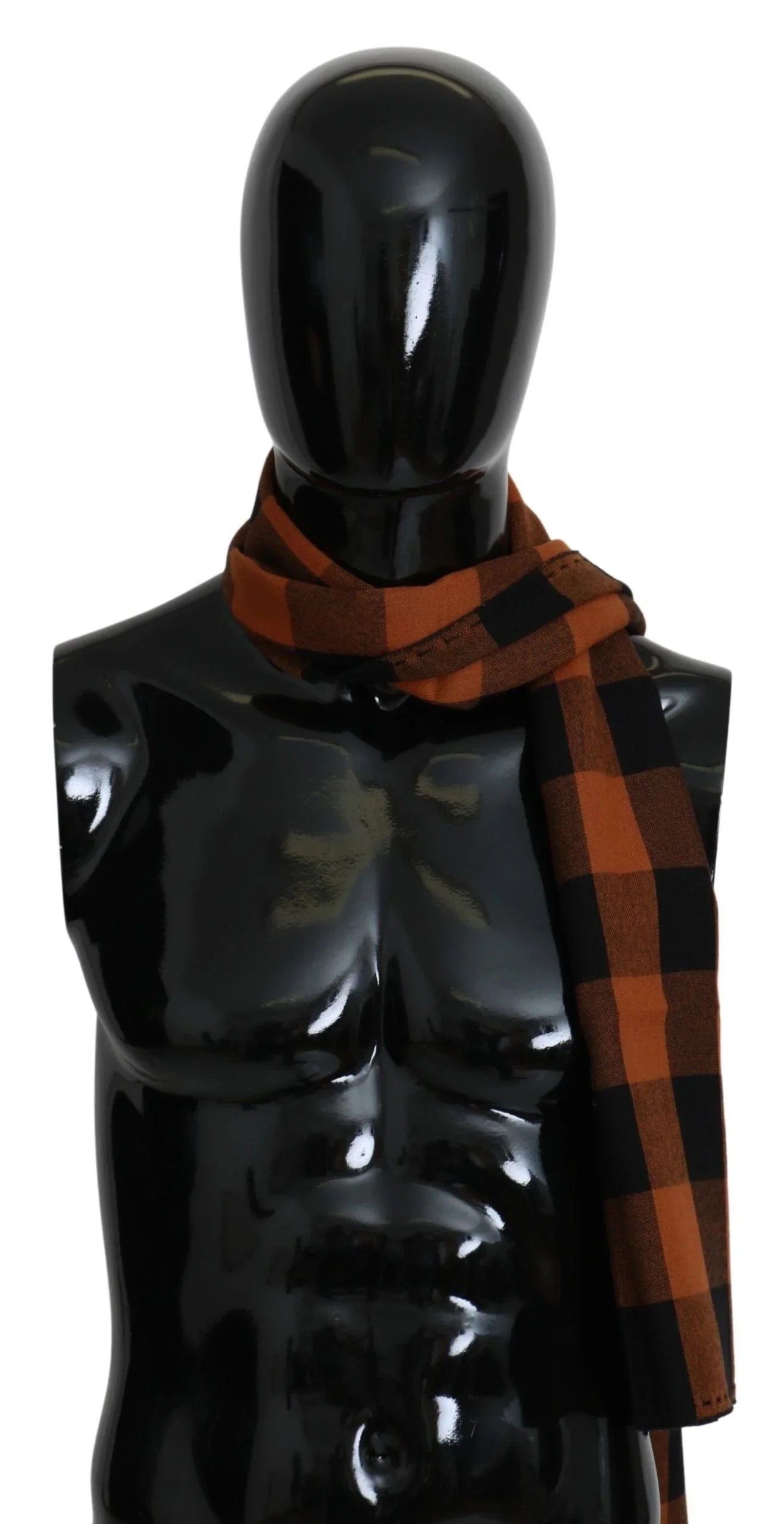 Costume National Scarves Costume National Chic Orange Check Wool Blend Scarf