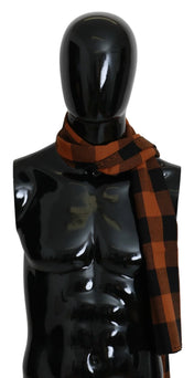 Costume National Scarves Costume National Chic Orange Check Wool Blend Scarf