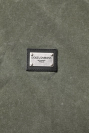 Dolce & Gabbana Premium Polos Dolce & Gabbana Army Green Logo Plaque Cotton Polo Shirt T-shirt