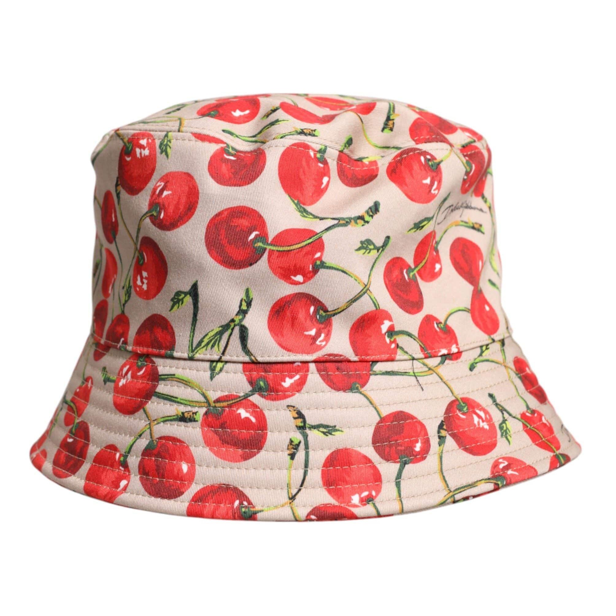 Dolce & Gabbana 59 cm|L Dolce & Gabbana Beige Cotton Printed Wide Brim Bucket Hat