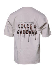 Dolce & Gabbana T-Shirts IT48 | M Dolce & Gabbana Beige DG Logo Crew Neck Short Sleeves T-shirt