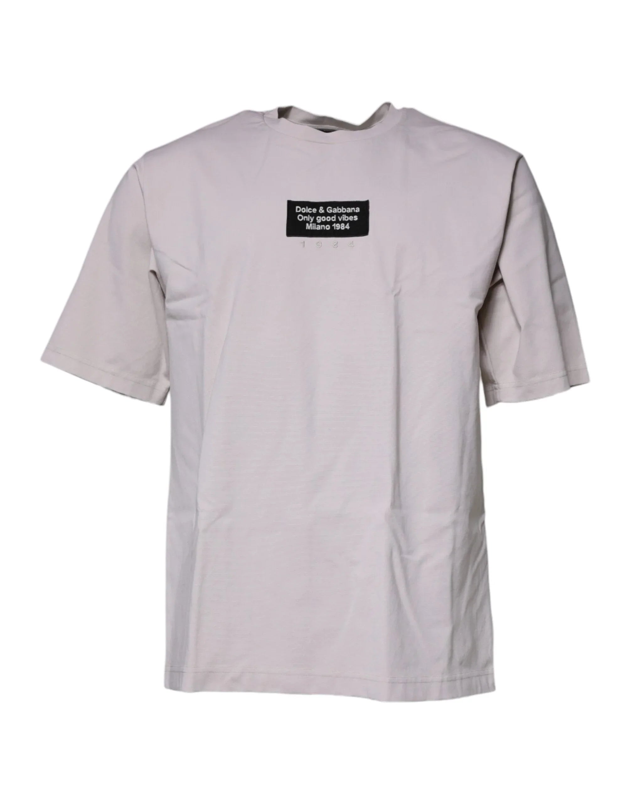 Dolce & Gabbana T-Shirts IT48 | M Dolce & Gabbana Beige DG Logo Crew Neck Short Sleeves T-shirt