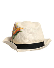Dolce & Gabbana Dolce & Gabbana Beige Floral Print Straw Wide Brim Fedora Hat
