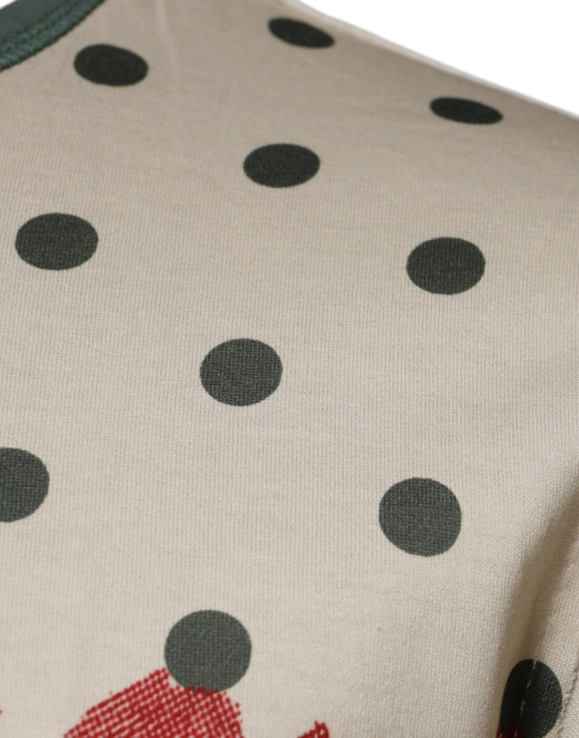 Dolce & Gabbana T-Shirts IT44 | XS Dolce & Gabbana Beige Graphic Print Polka Dot Cotton T-shirt