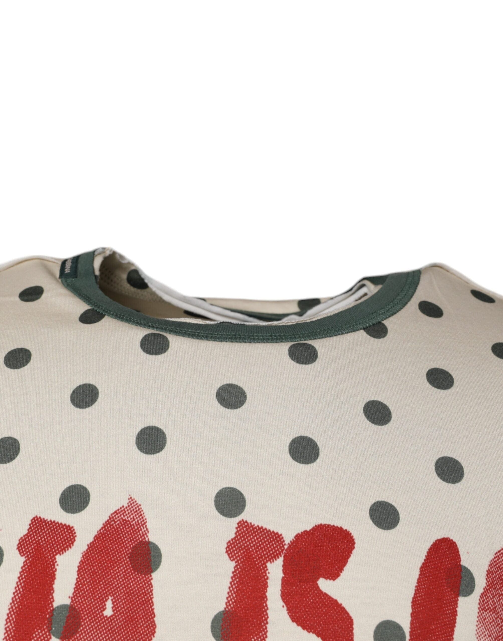 Dolce & Gabbana T-Shirts IT44 | XS Dolce & Gabbana Beige Graphic Print Polka Dot Cotton T-shirt