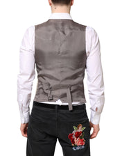 Dolce & Gabbana IT48 | M Dolce & Gabbana Beige Gray Dress Men Formal Waistcoat Vest