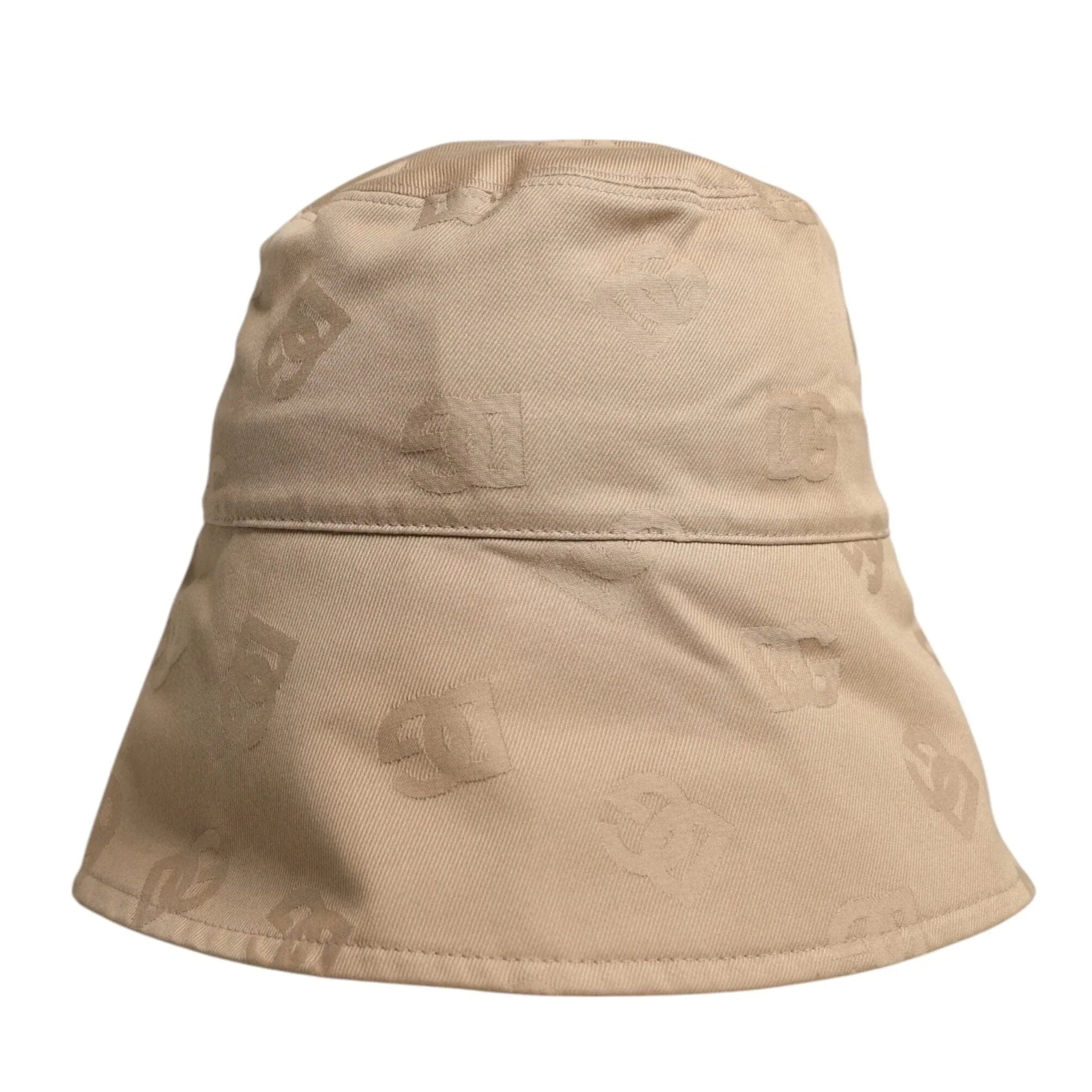 Dolce & Gabbana 58 cm|M Dolce & Gabbana Beige Logo Monogram Cotton Bucket Cap