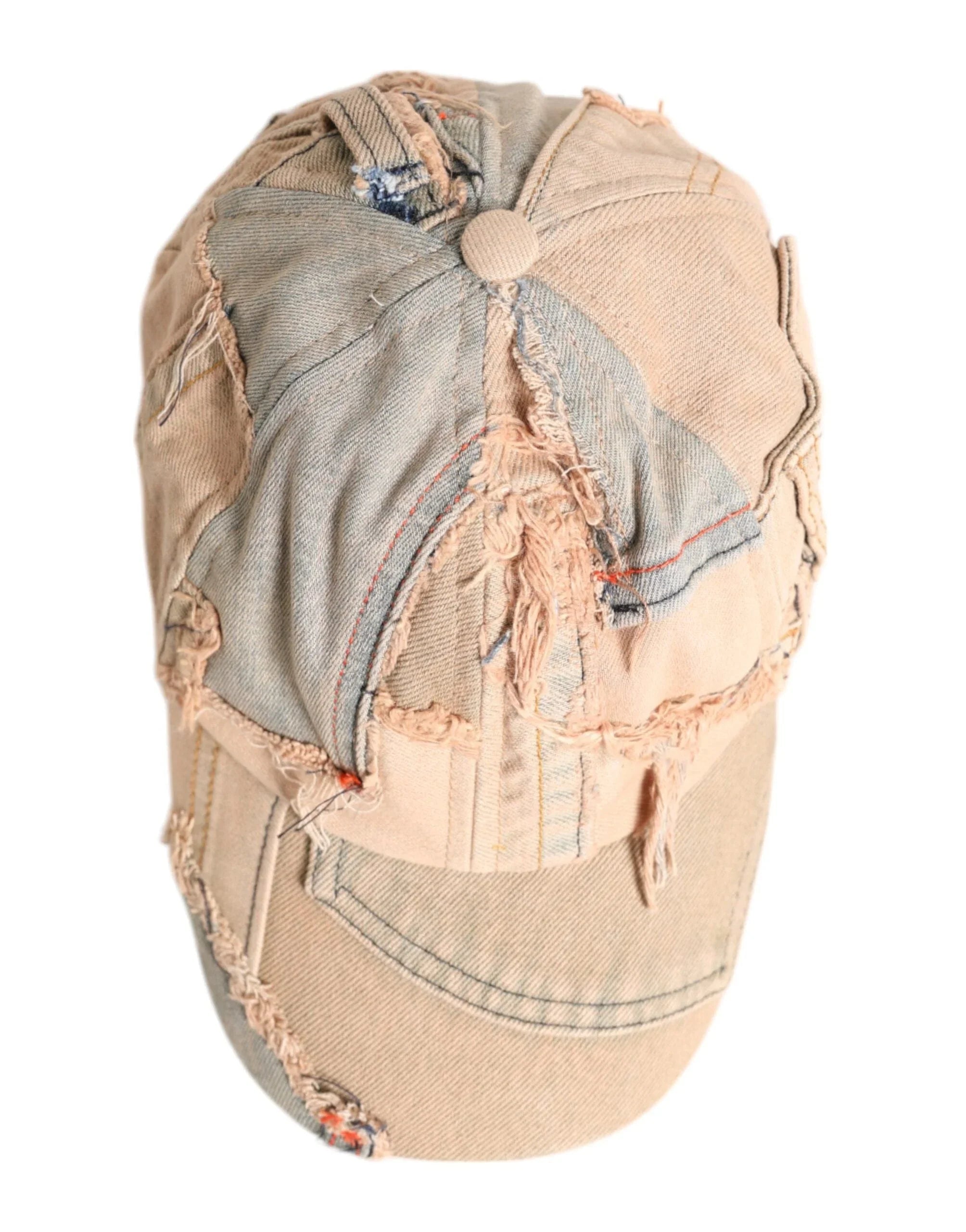 Dolce & Gabbana 58 cm|M Dolce & Gabbana Beige Tattered Cotton 6 Panels Baseball Cap