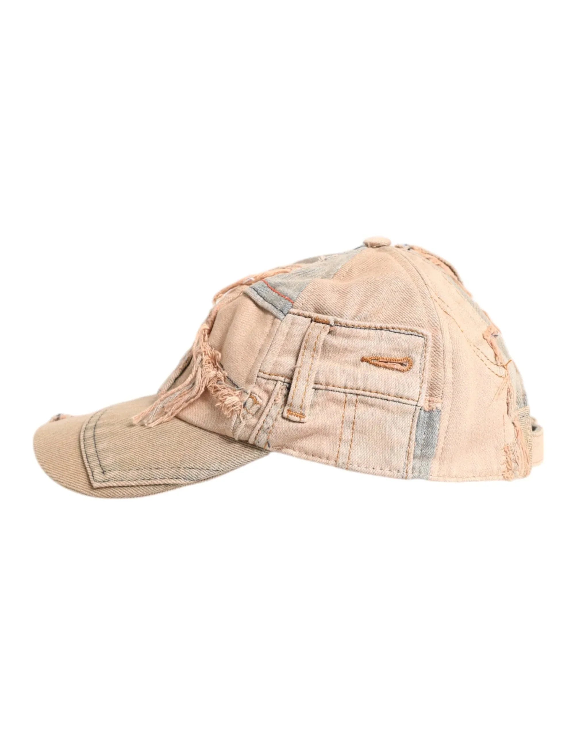 Dolce & Gabbana 58 cm|M Dolce & Gabbana Beige Tattered Cotton 6 Panels Baseball Cap